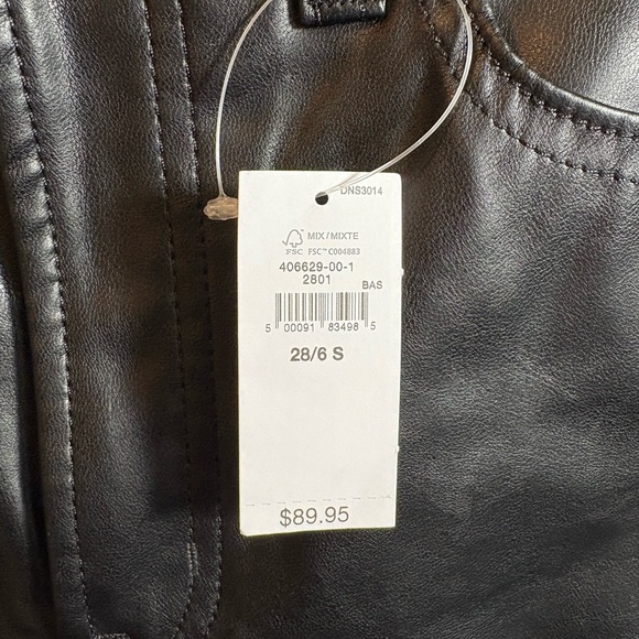 GAP High Rise Vegan Leather Vintage Slim‎ Pants Black Size 6 S Short Petite 358 - Picture 5 of 13